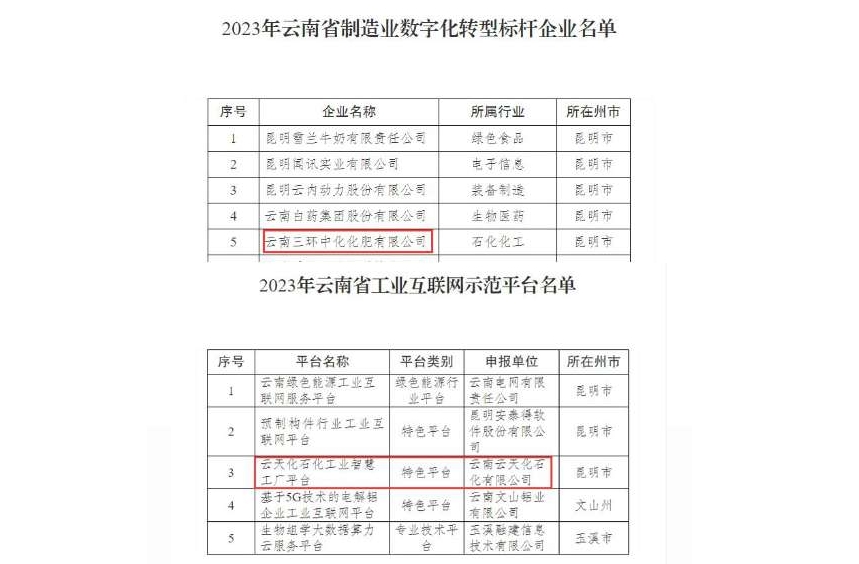 祝贺！巅峰国际官网集团两家企业入选云南省2023年数字化转型标杆示范名单